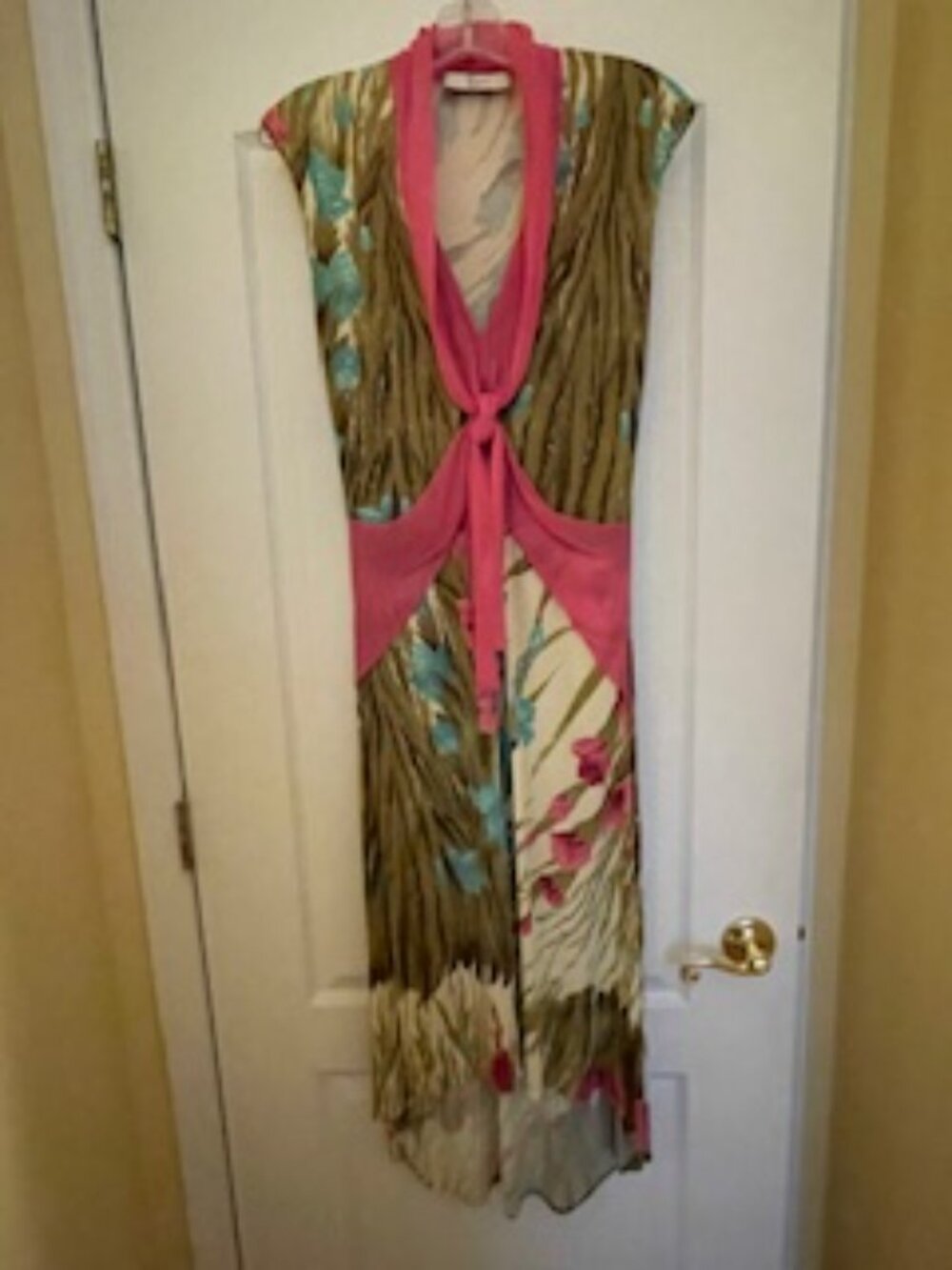 Yigal Azrouel Colorful Printed Vintage V-neck high-low dress Size 2